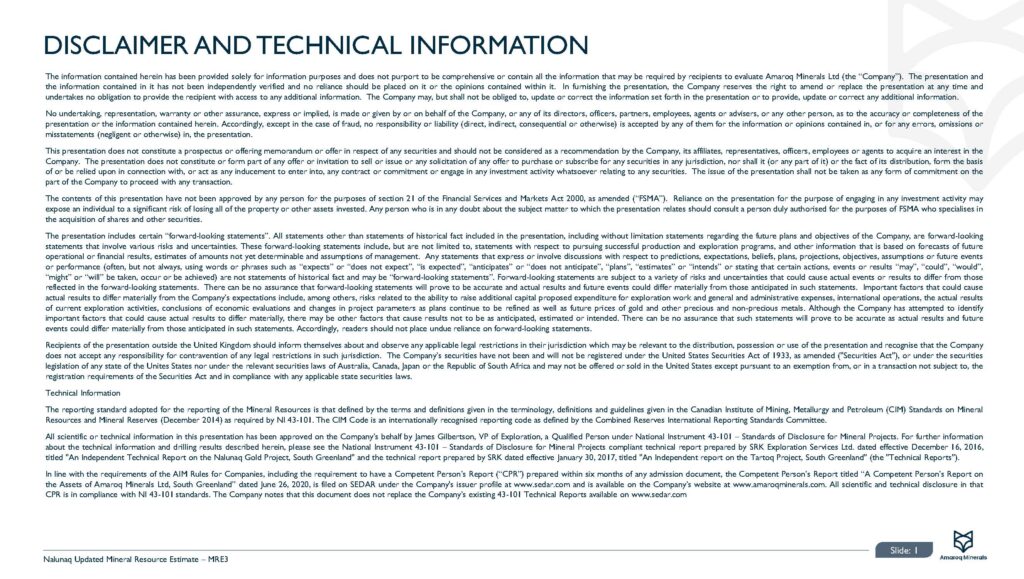 Nalunaq Updated Mineral Resource Estimate Presentation Page 02
