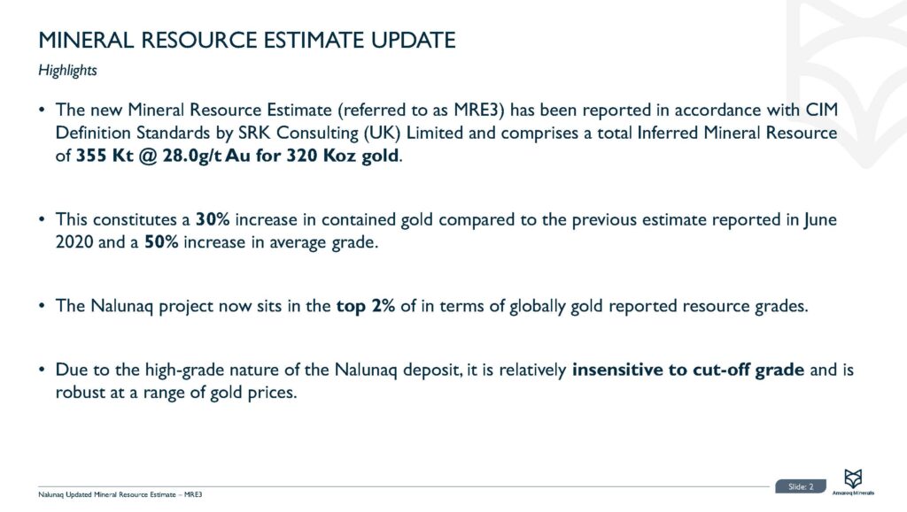 Nalunaq Updated Mineral Resource Estimate Presentation Page 03