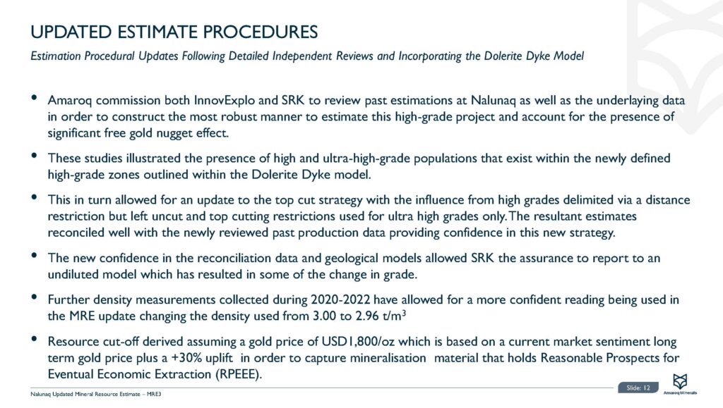 Nalunaq Updated Mineral Resource Estimate Presentation Page 13