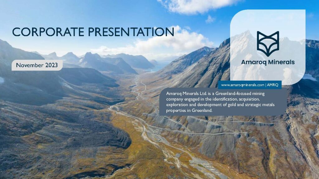 Amaroq Corporate Presentation Oct 2023 Page 01